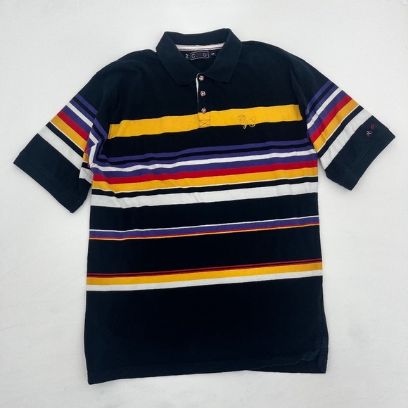 Coogi Mens Size 2XL Polo Shirt Multicolor Striped Short Sleeve Summer Outdoor - Picture 1 of 16